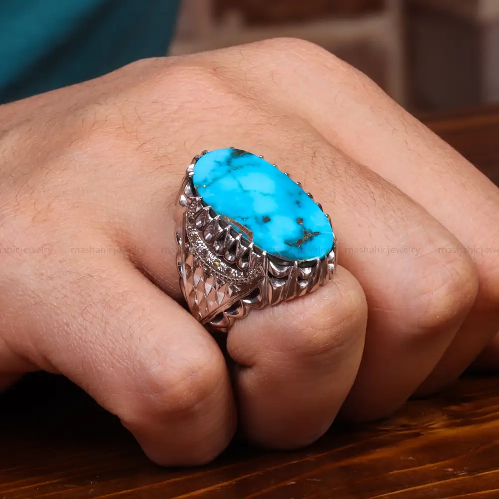 انگشتر فیروزه شجری مردانه کد 18710