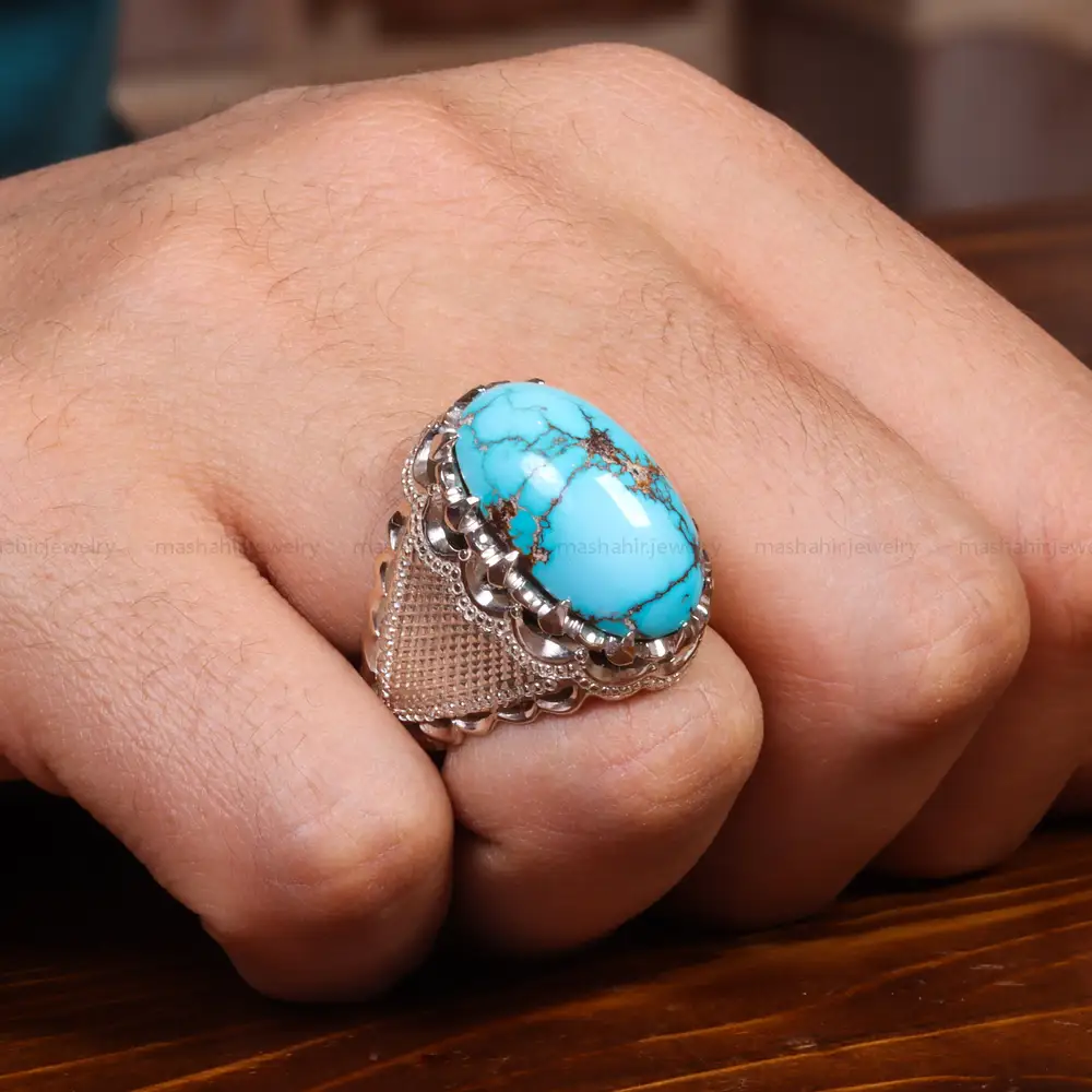 انگشتر فیروزه شجری مردانه کد 18711