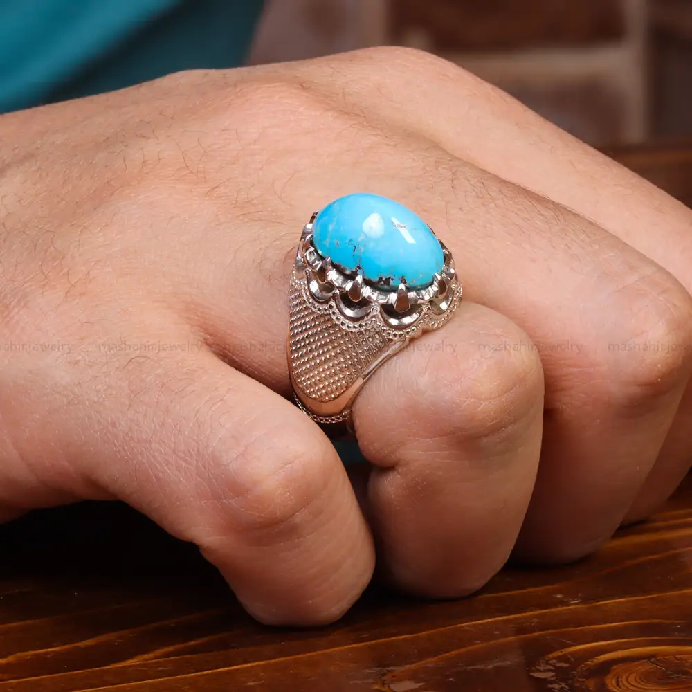 انگشتر فیروزه شجری مردانه کد 18717