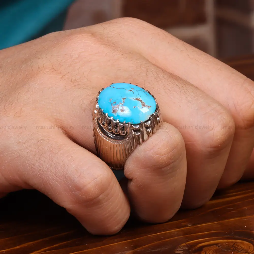 انگشتر فیروزه شجری مردانه کد 18721
