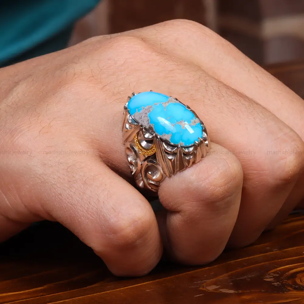 انگشتر فیروزه شجری مردانه کد 18730
