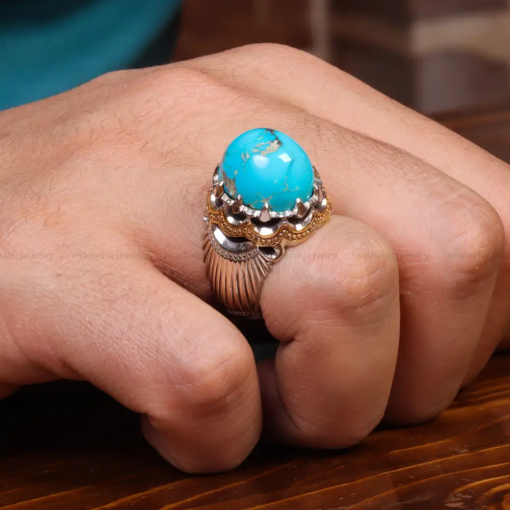 انگشتر فیروزه شجری مردانه کد 18746