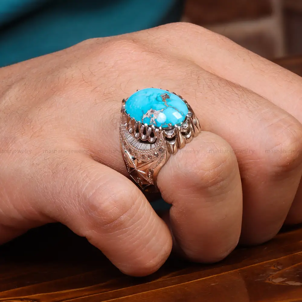 انگشتر فیروزه شجری مردانه کد 18753