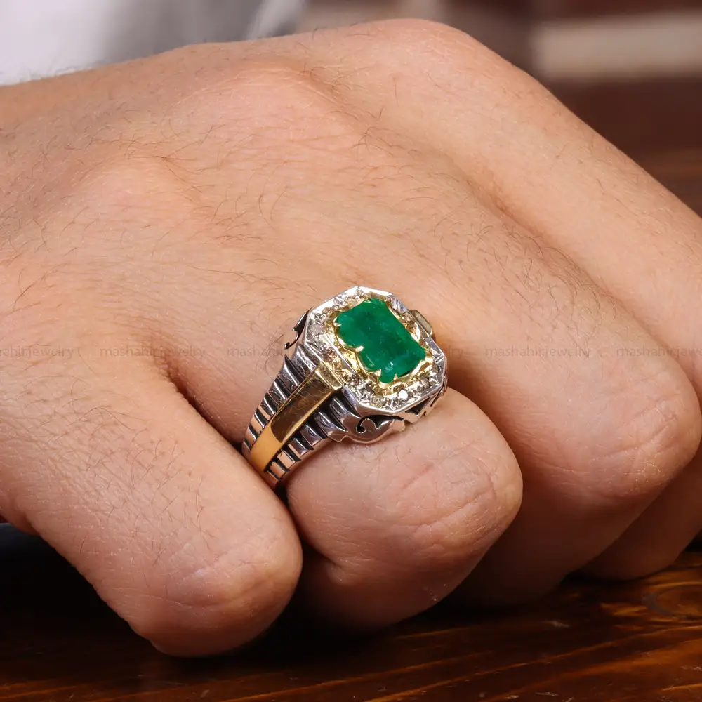 انگشتر زمرد مردانه کد 18770