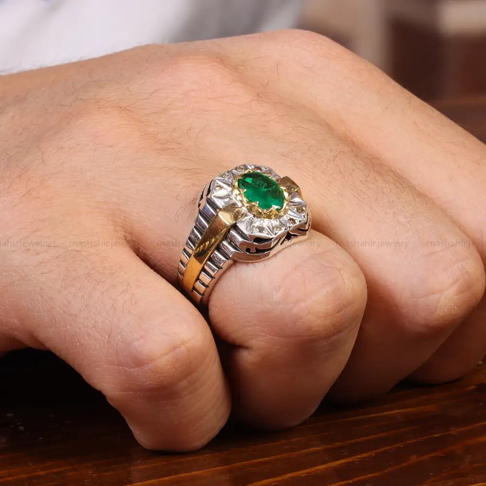انگشتر زمرد مردانه کد 18773