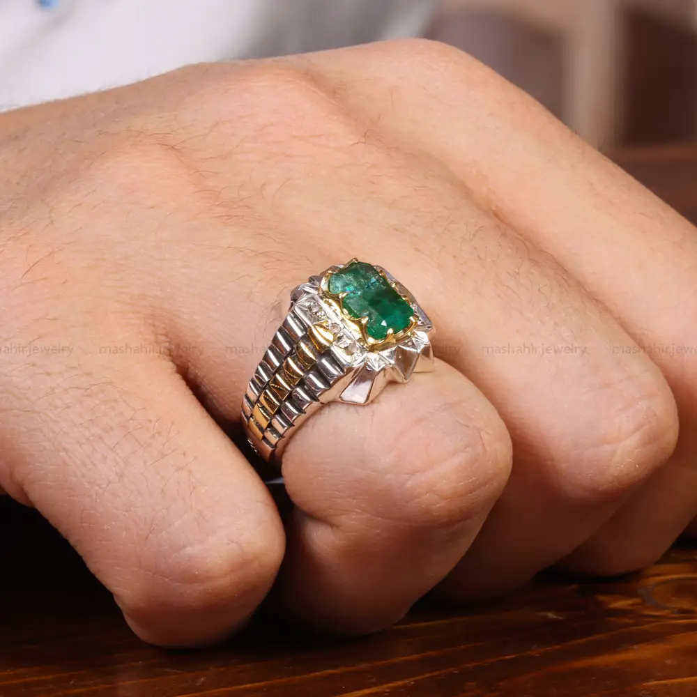 انگشتر زمرد مردانه کد 18774