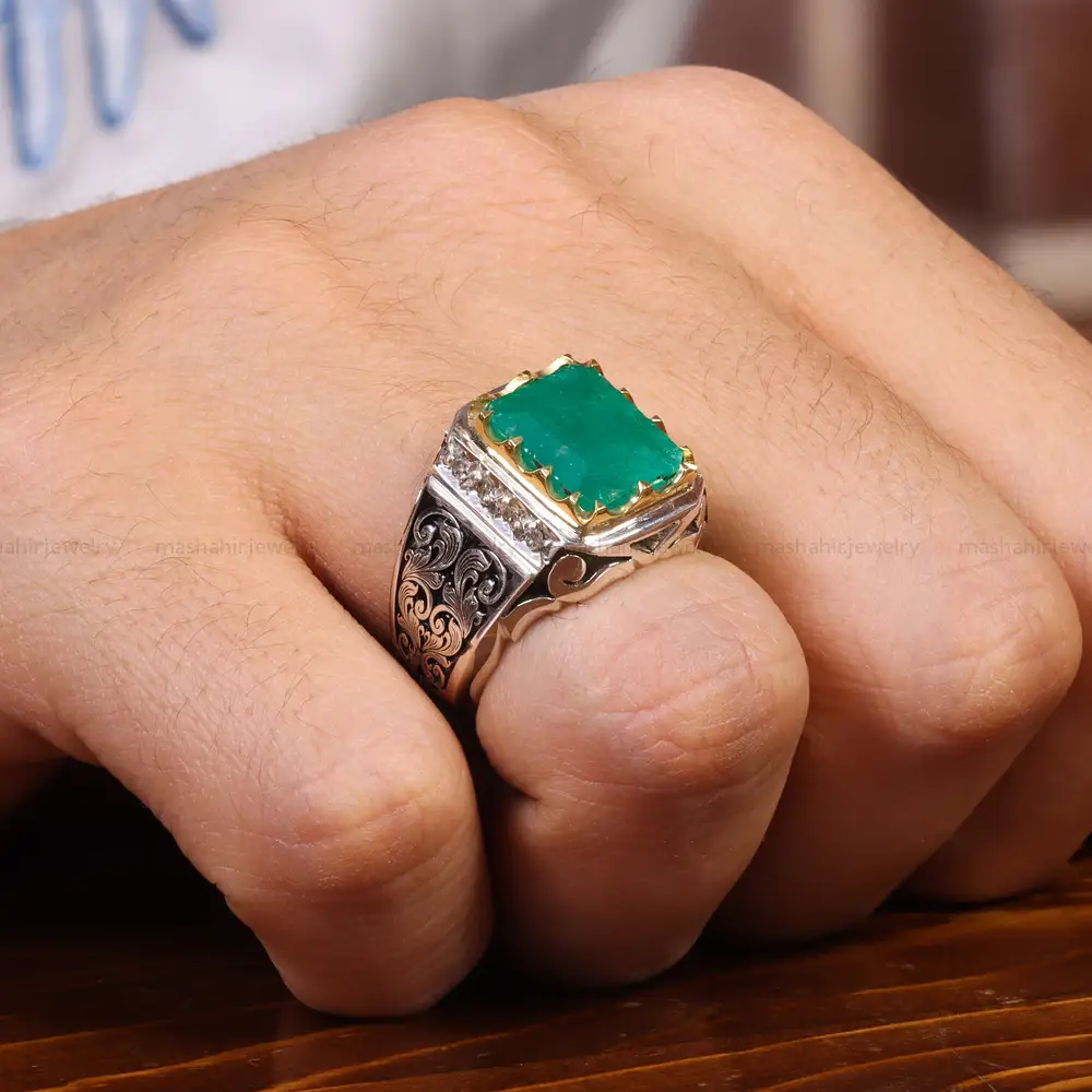 انگشتر زمرد مردانه کد 18788