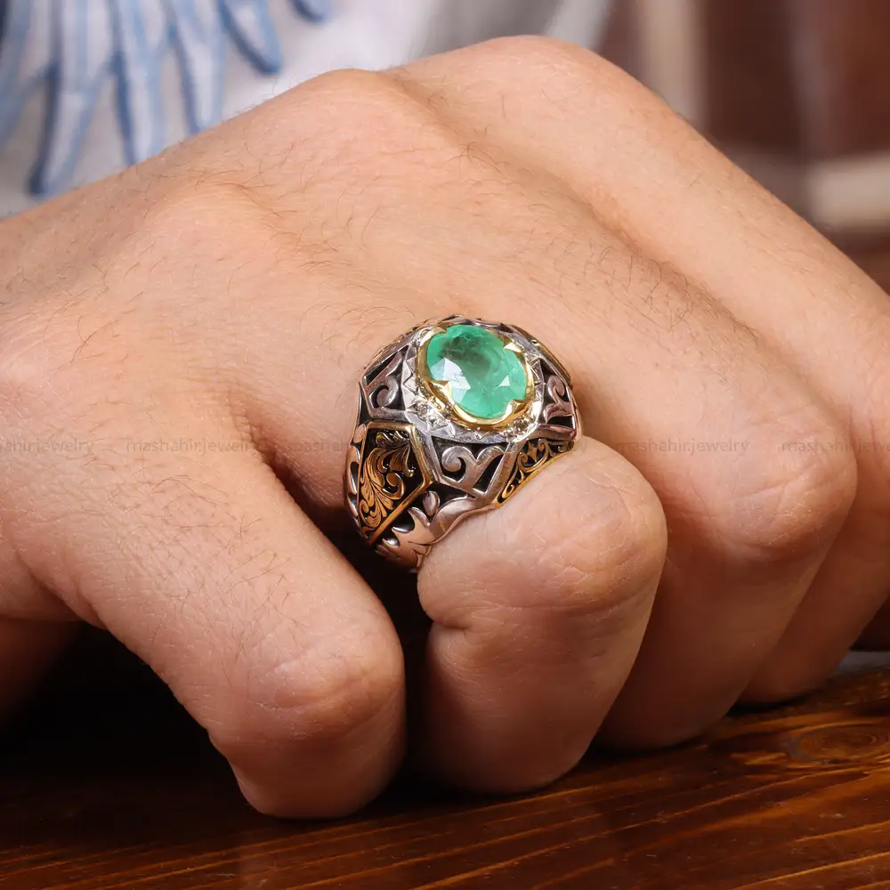 انگشتر زمرد مردانه کد 18801
