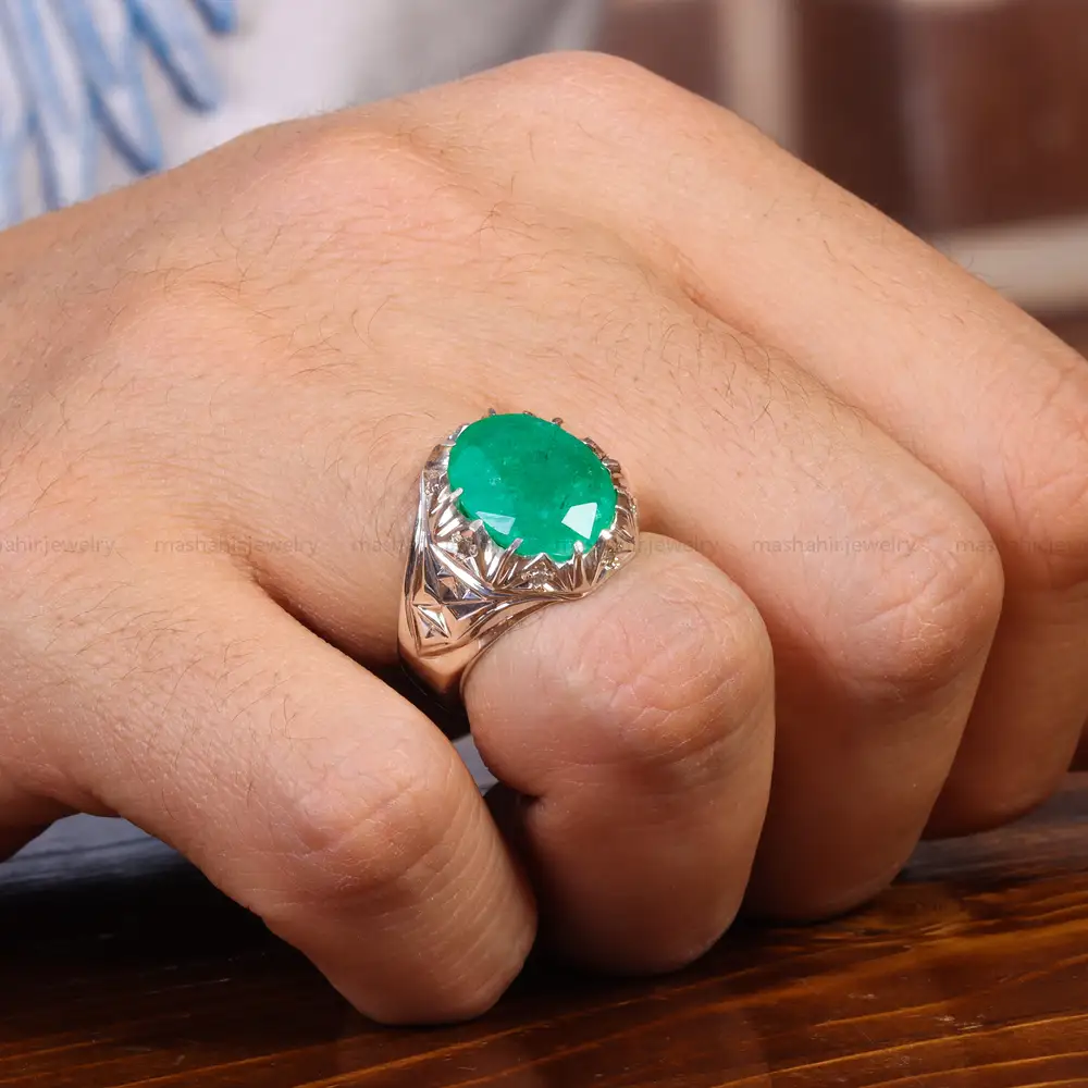 انگشتر زمرد مردانه کد 18819