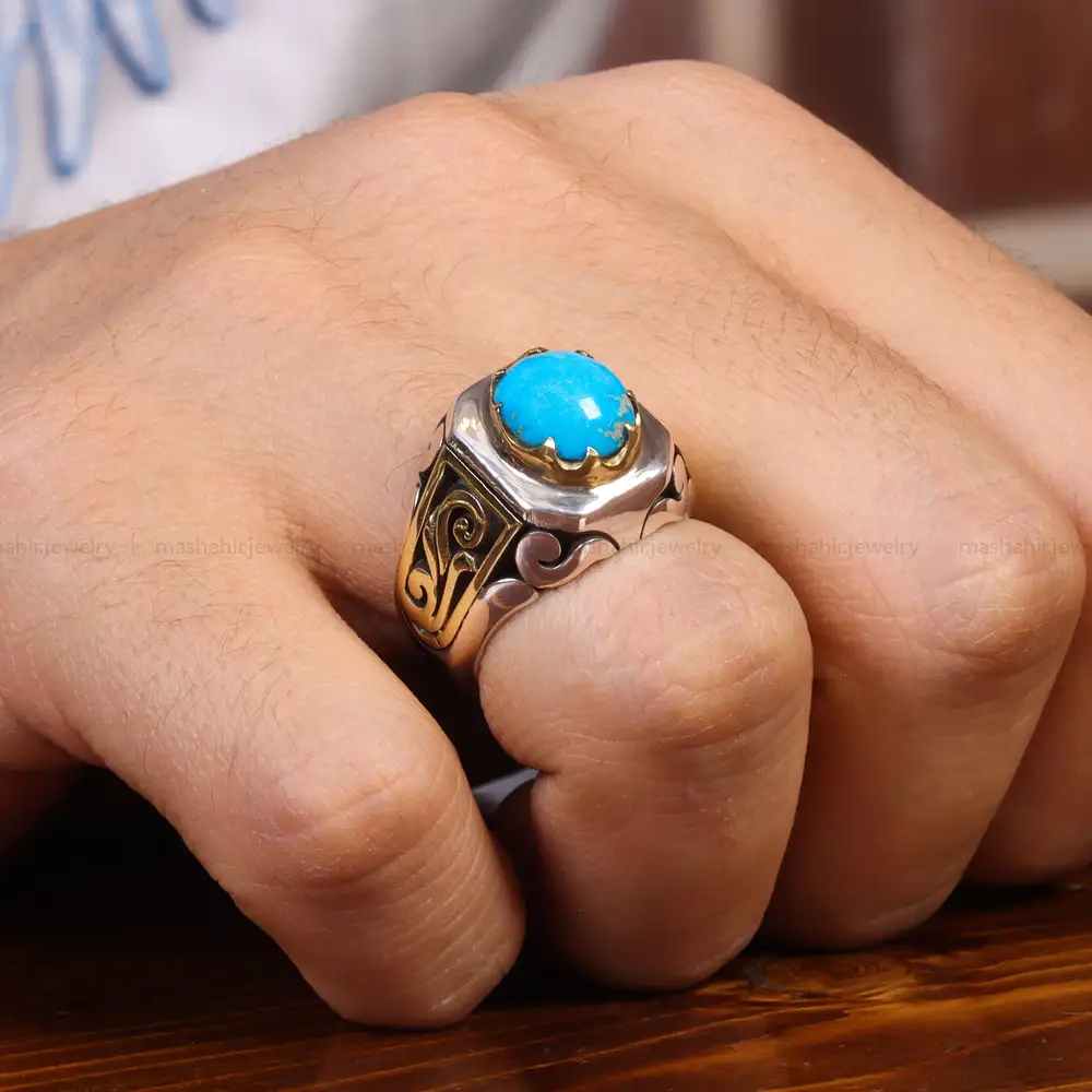 انگشتر فیروزه شجری مردانه کد 18831