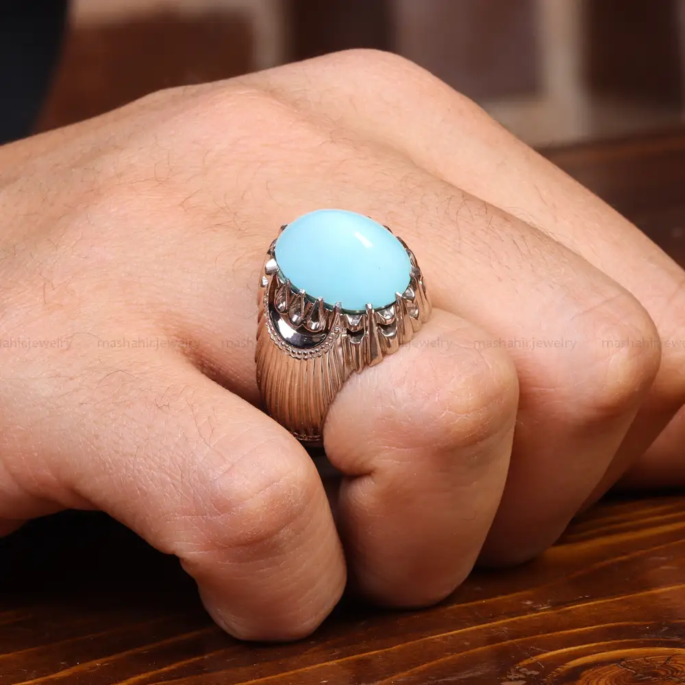 انگشتر فیروزه عجمی مردانه کد 18850