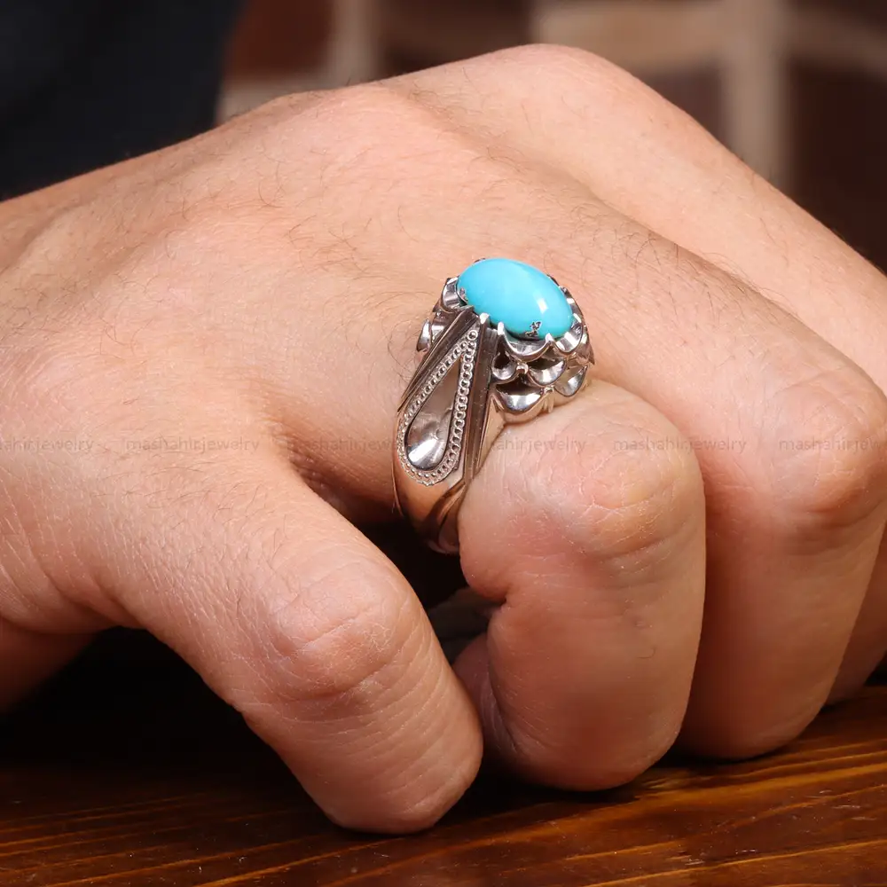 انگشتر فیروزه عجمی مردانه کد 18868
