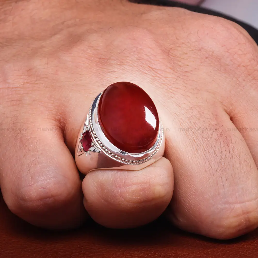 انگشتر عقیق مردانه کد 18875