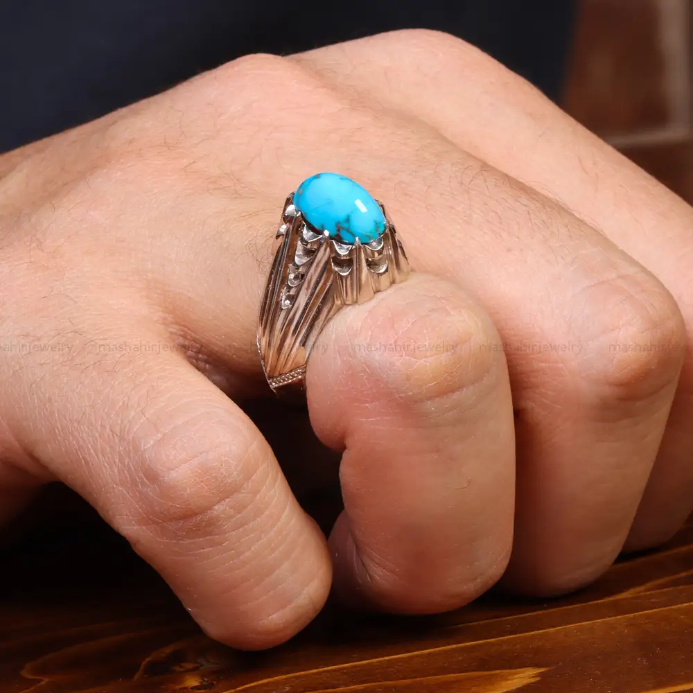 انگشتر فیروزه شجری مردانه کد 18884
