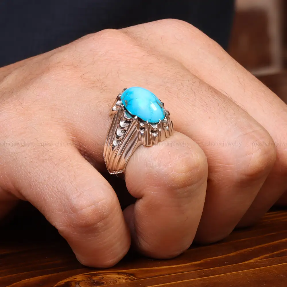 انگشتر فیروزه شجری مردانه کد 18885