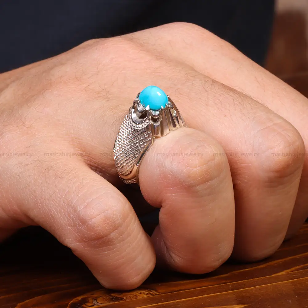 انگشتر فیروزه عجمی مردانه کد 18888