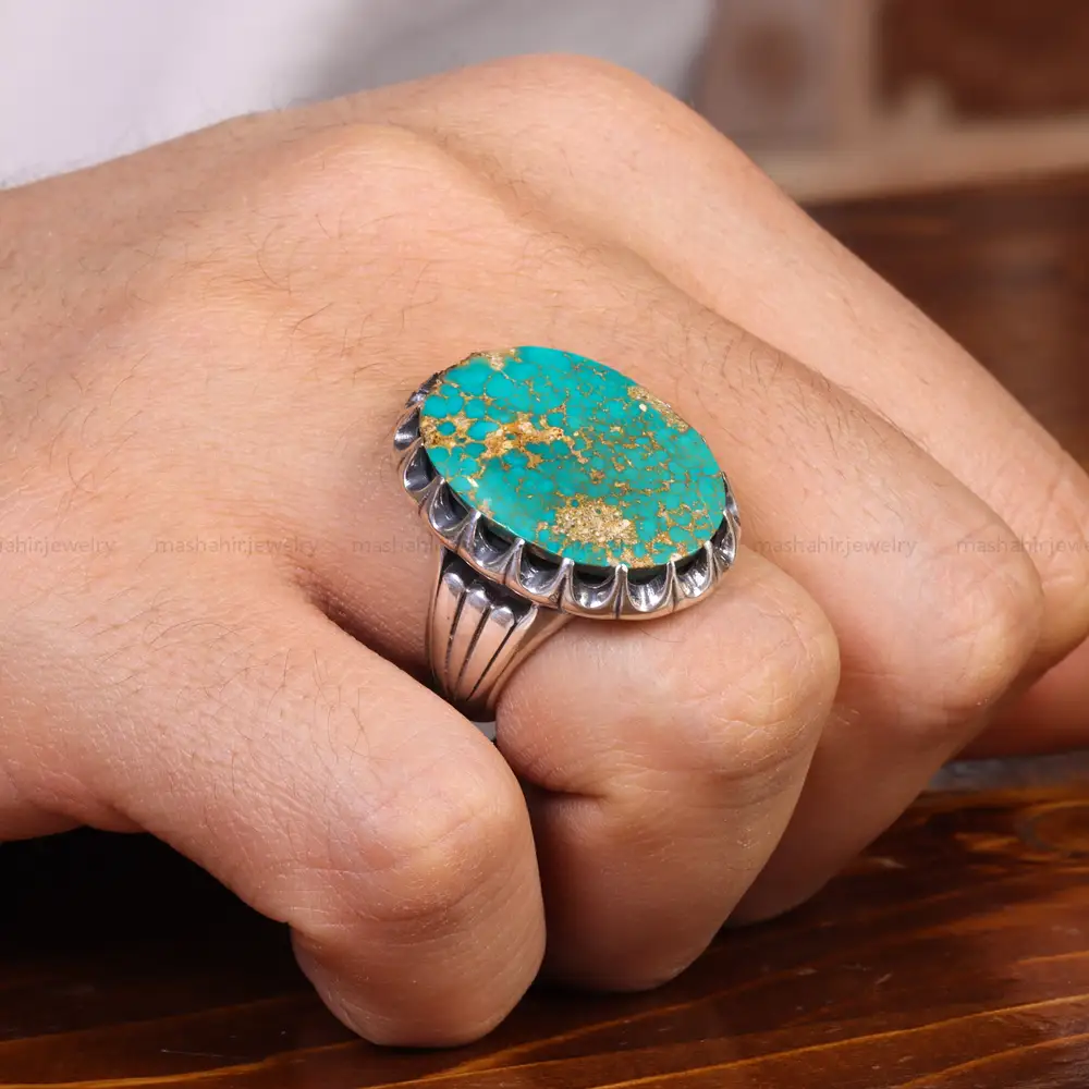 انگشتر فیروزه شجری مردانه کد 18908