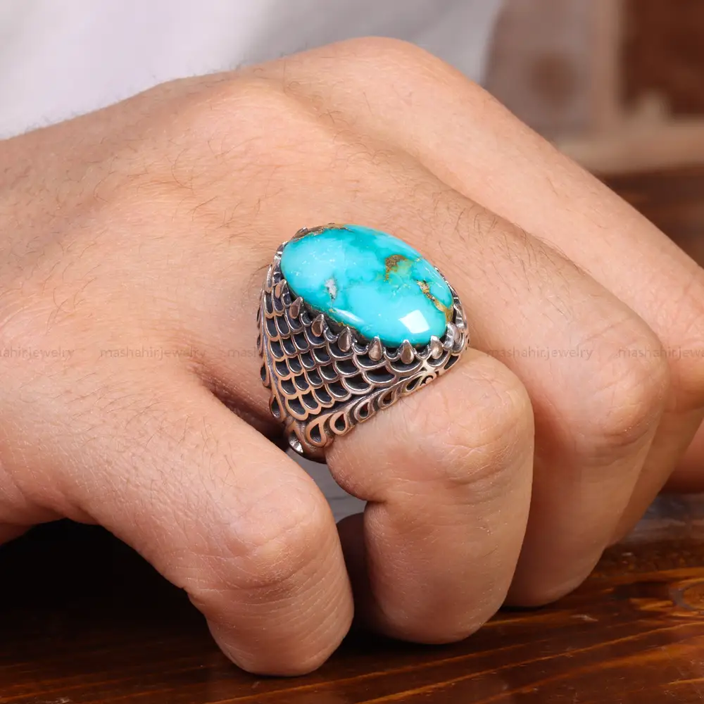 انگشتر فیروزه شجری مردانه کد 18909
