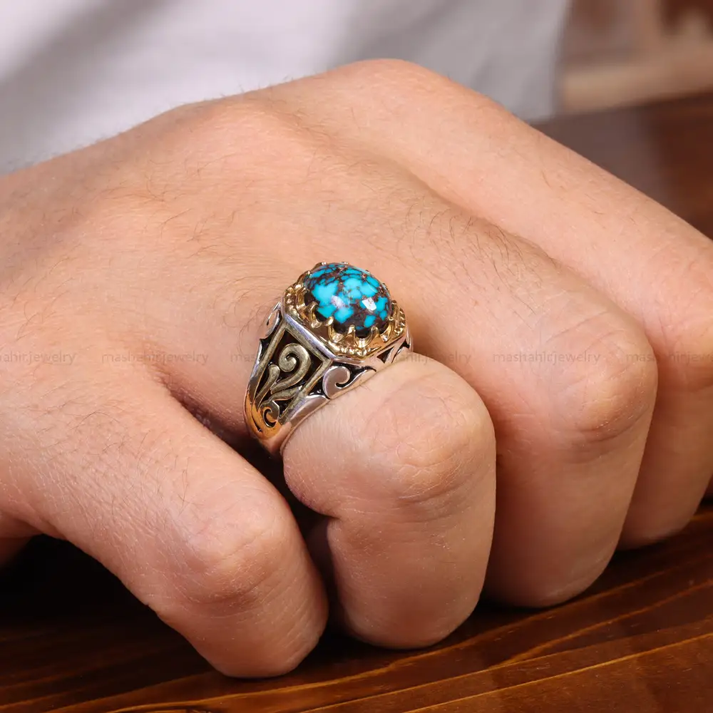 انگشتر فیروزه شجری مردانه کد 18917