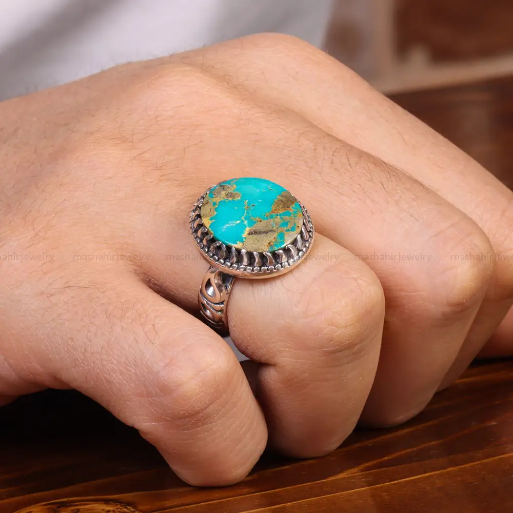 انگشتر فیروزه شجری مردانه کد 18920