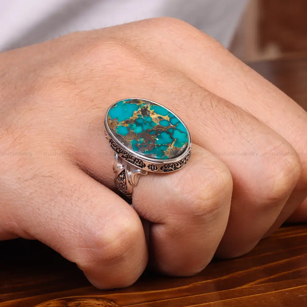 انگشتر فیروزه شجری مردانه کد 18927