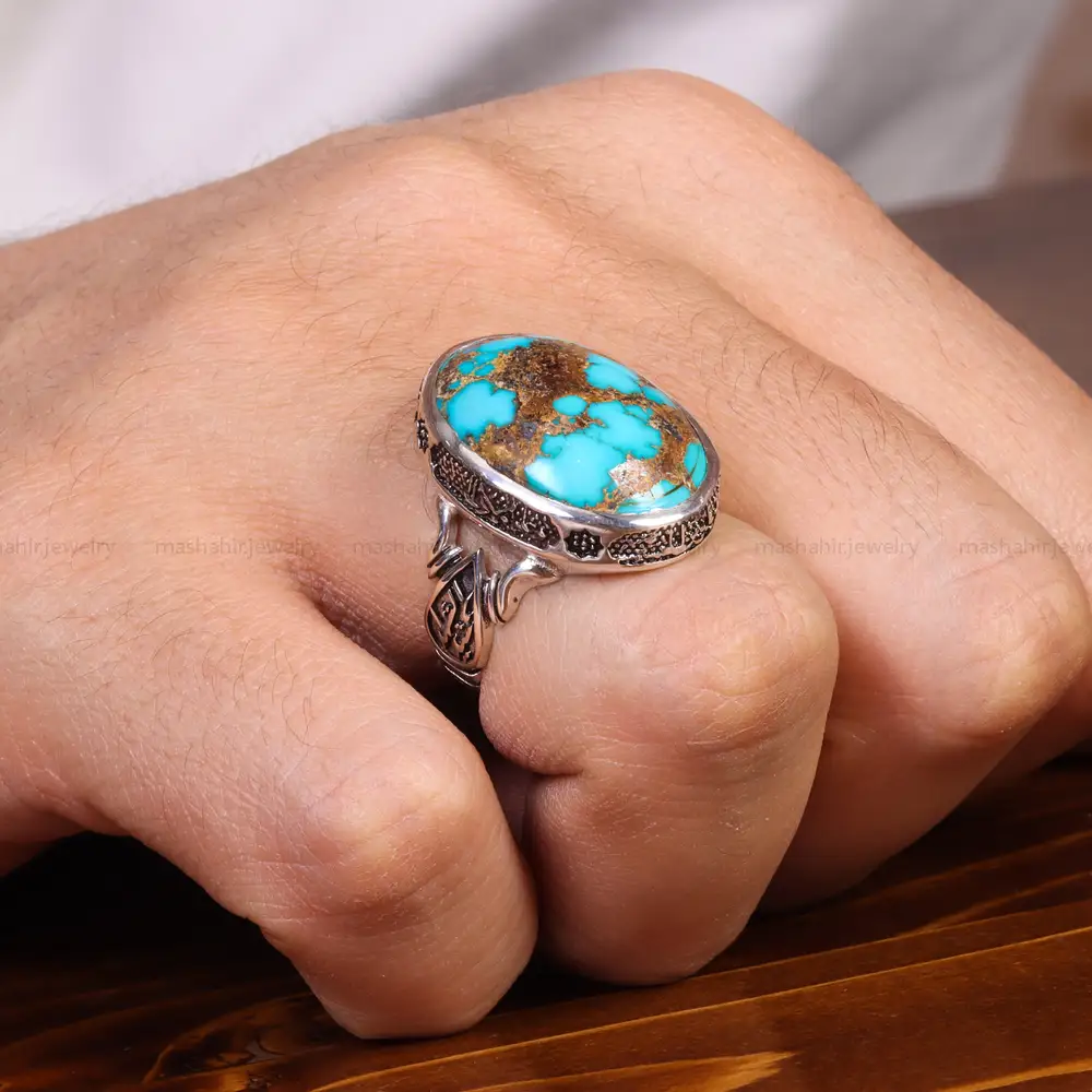 انگشتر فیروزه شجری مردانه کد 18931