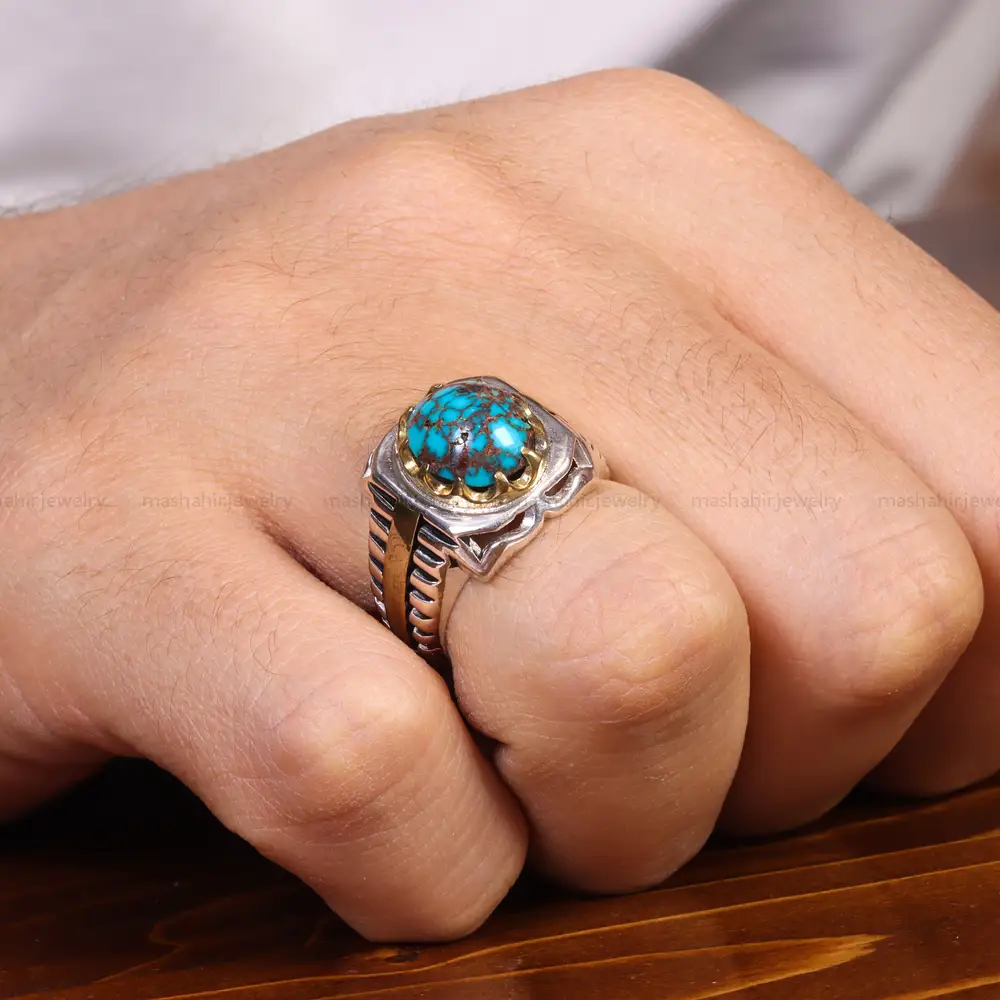 انگشتر فیروزه شجری مردانه کد 18935