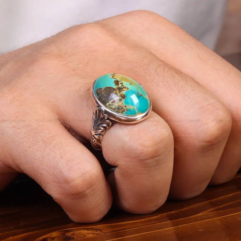 انگشتر فیروزه شجری مردانه کد 18941