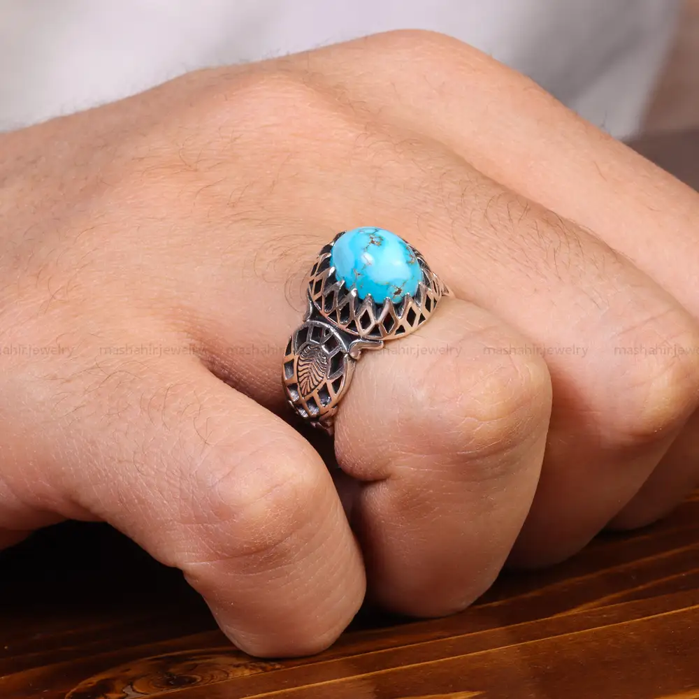 انگشتر فیروزه شجری مردانه کد 18942
