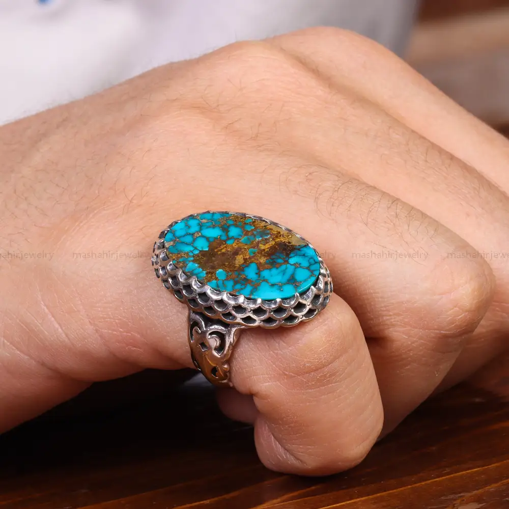 انگشتر فیروزه شجری مردانه کد 18948