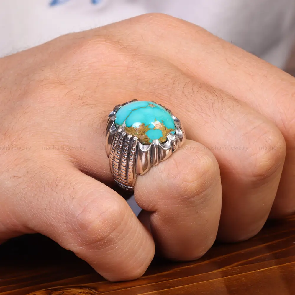انگشتر فیروزه شجری مردانه کد 18949