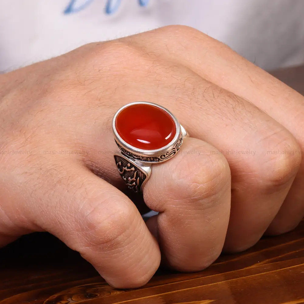 انگشتر عقیق مردانه کد 18956