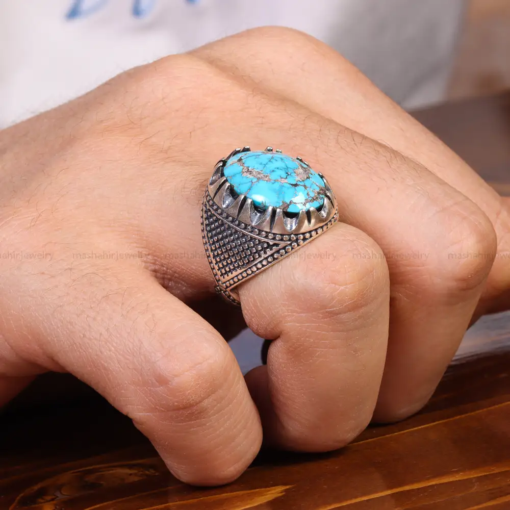 انگشتر فیروزه شجری مردانه کد 18874