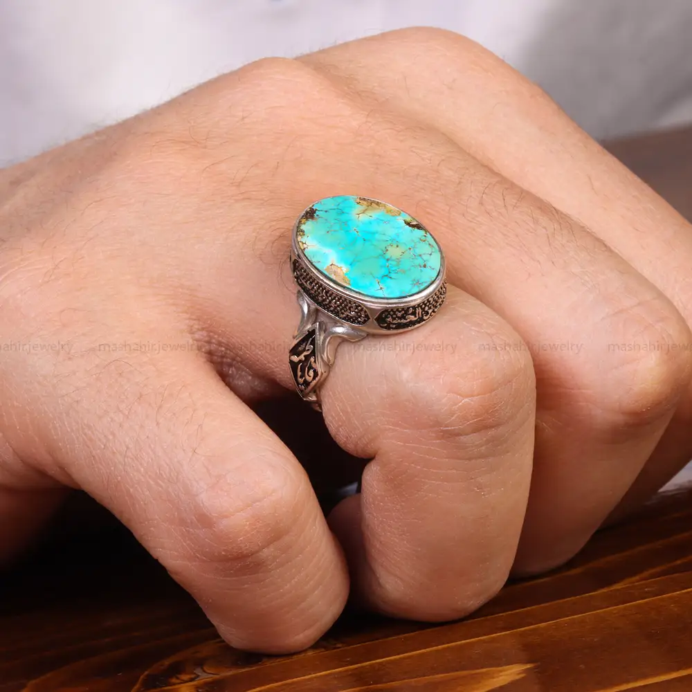 انگشتر فیروزه شجری مردانه کد 18969