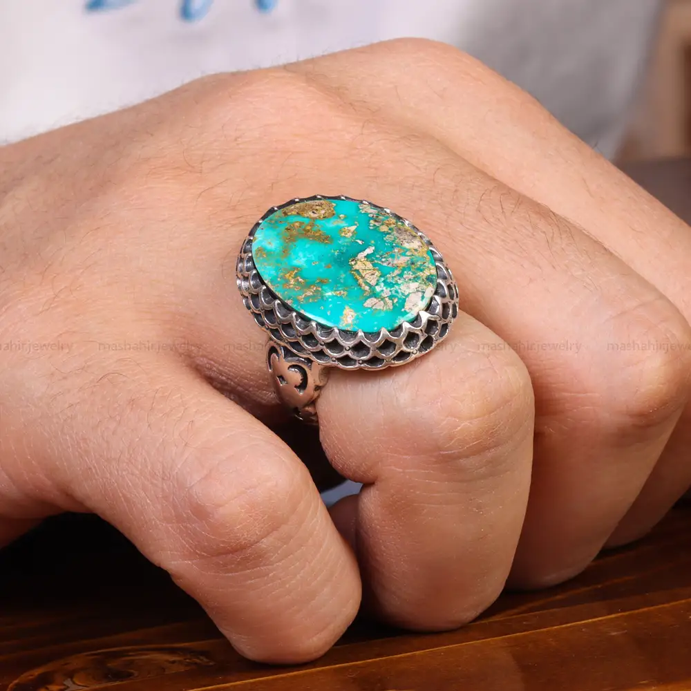 انگشتر فیروزه شجری مردانه کد 18972