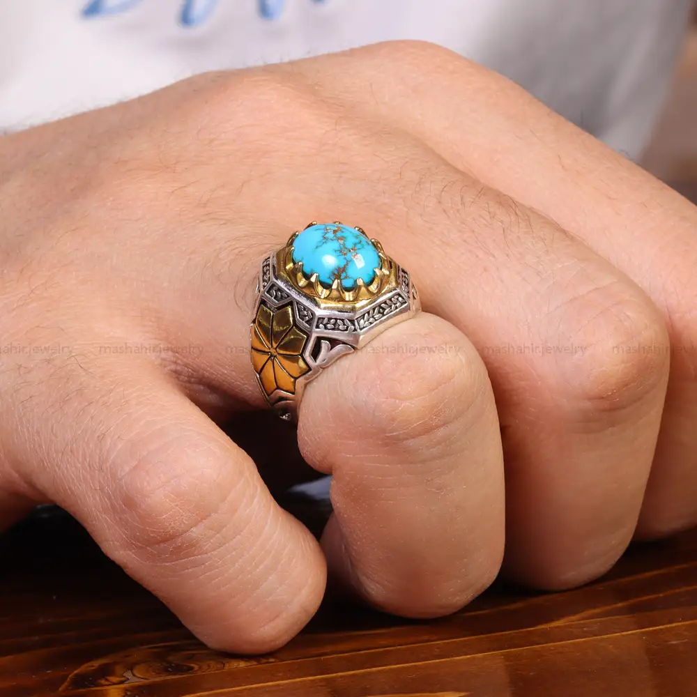 انگشتر فیروزه شجری مردانه کد 18978