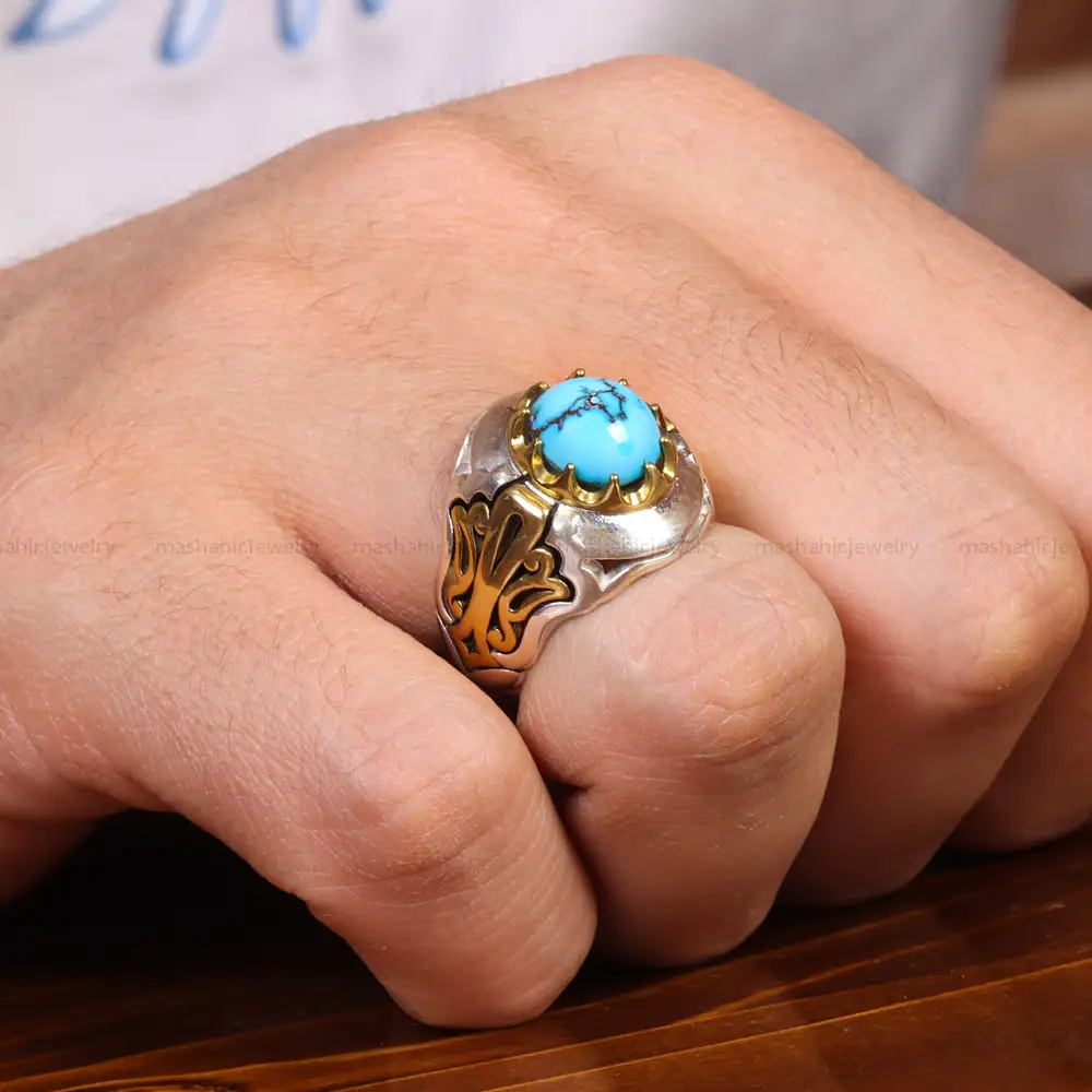 انگشتر فیروزه شجری مردانه کد 18985