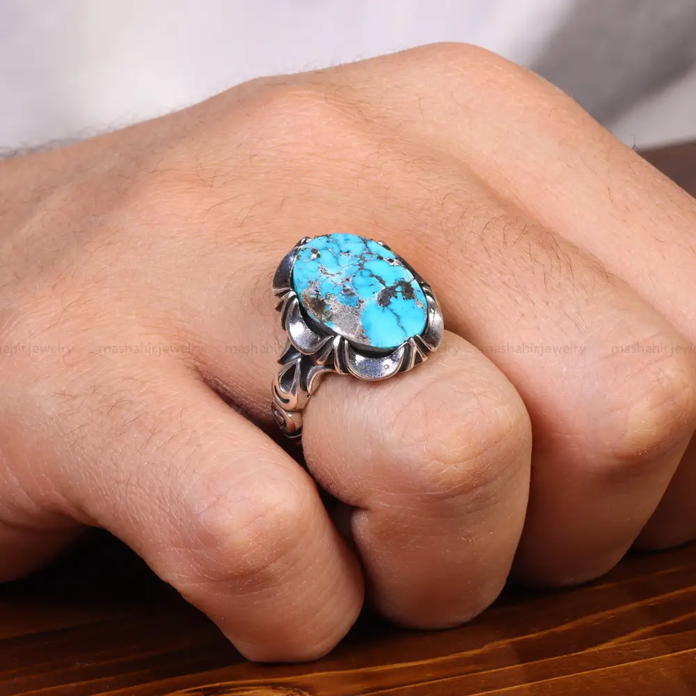 انگشتر فیروزه شجری مردانه کد 18987