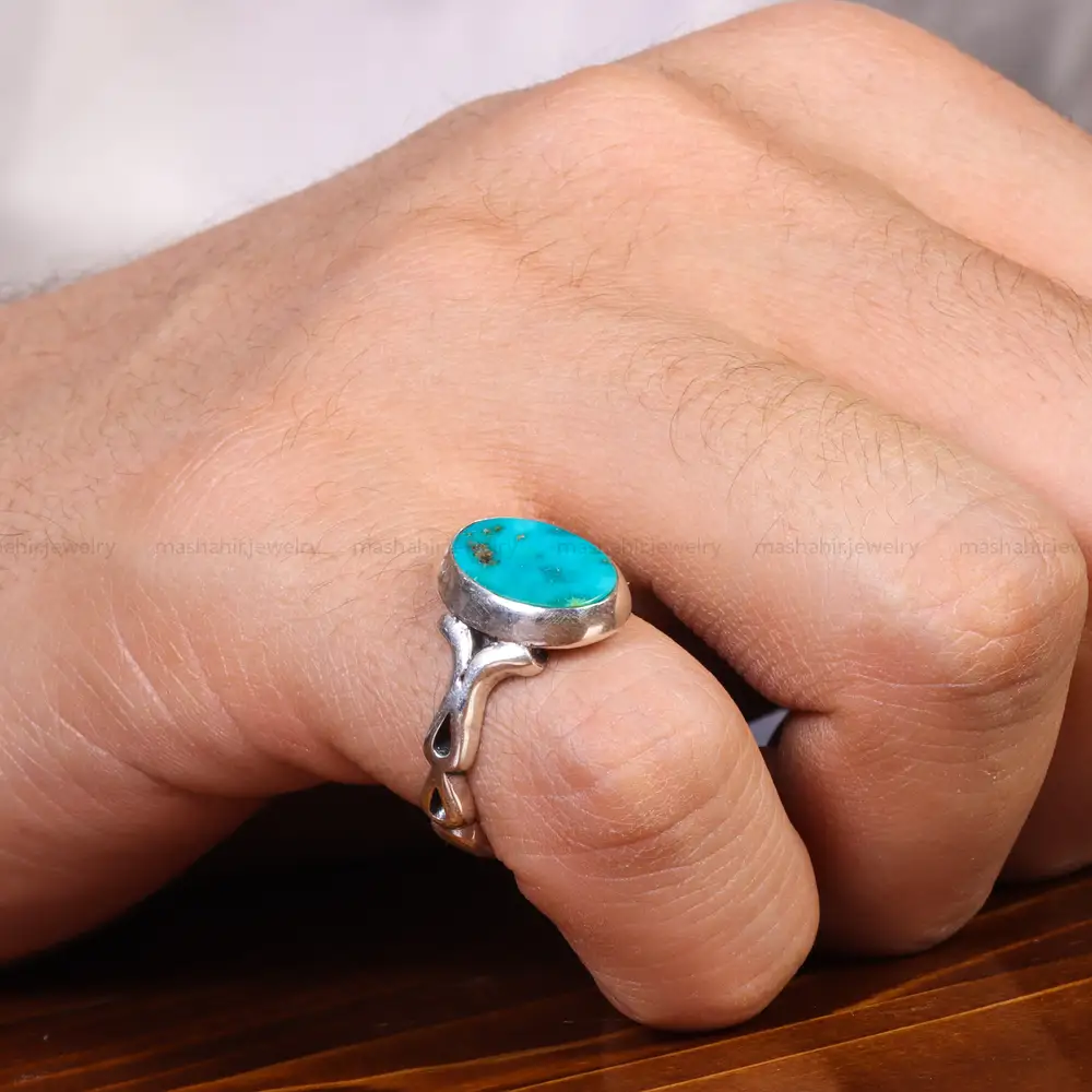 انگشتر فیروزه شجری مردانه کد 18989