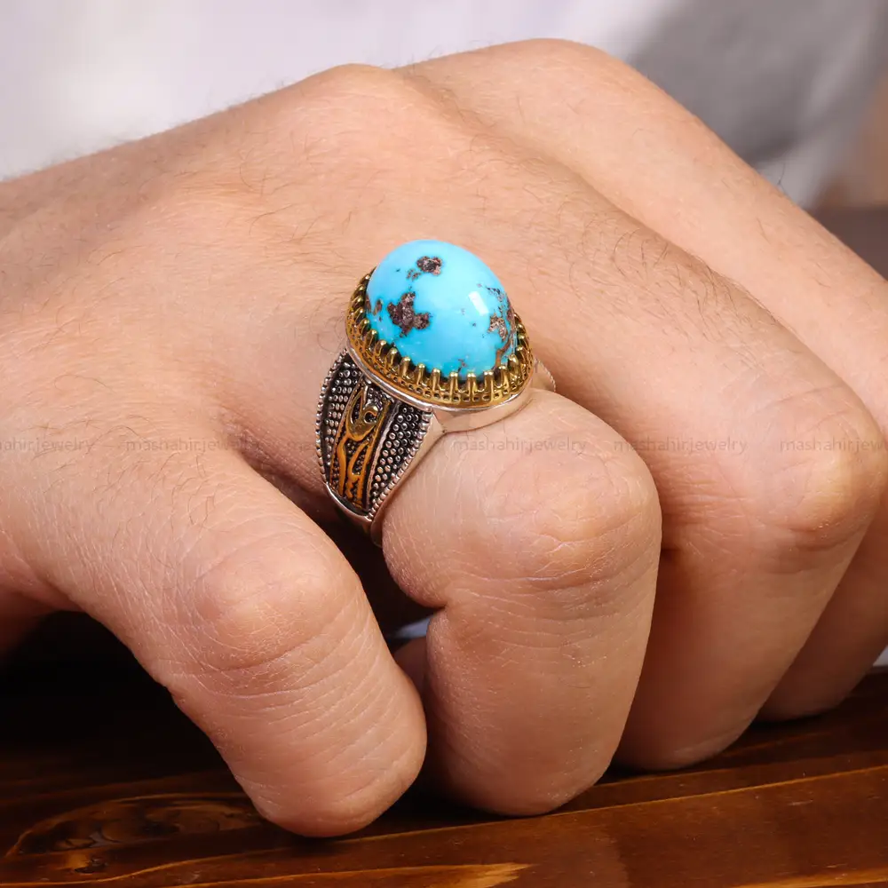 انگشتر فیروزه شجری مردانه کد 18979