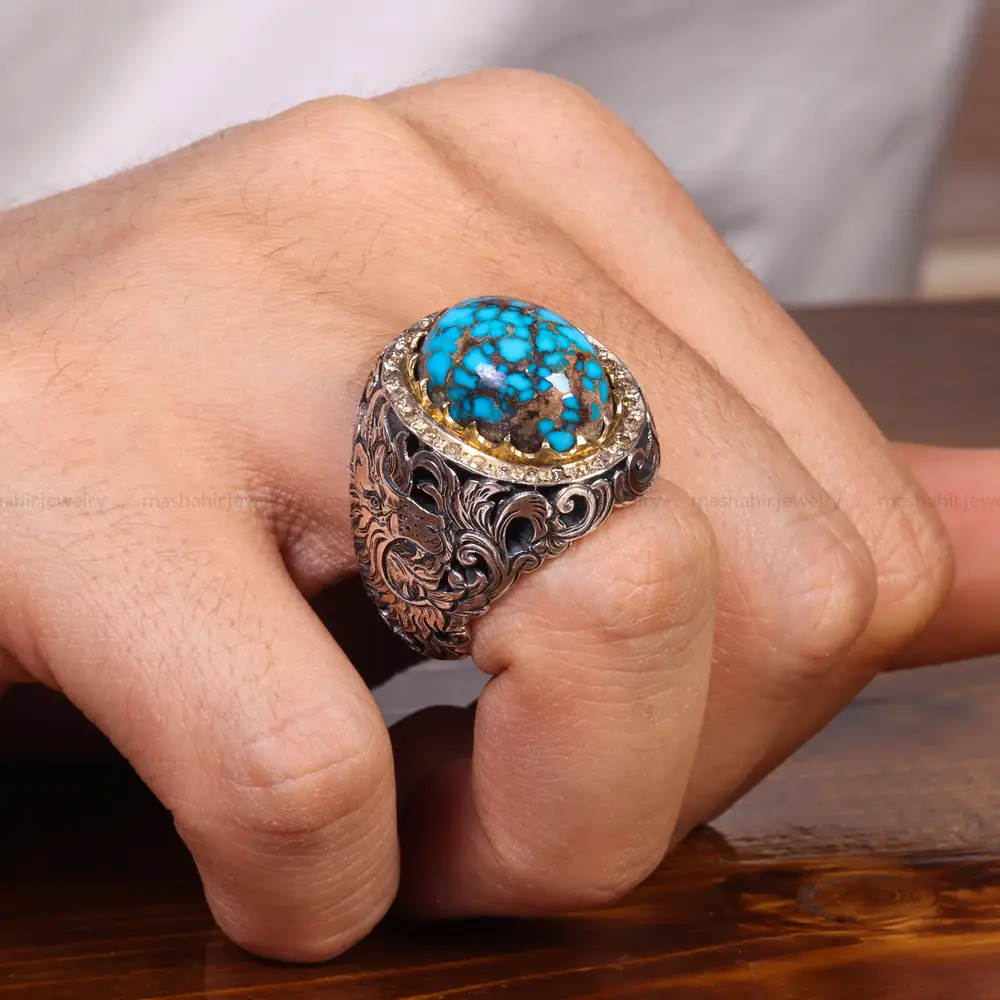 انگشتر فیروزه شجری مردانه کد 18992