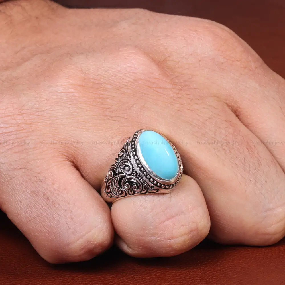 انگشتر فیروزه عجمی مردانه کد 18994