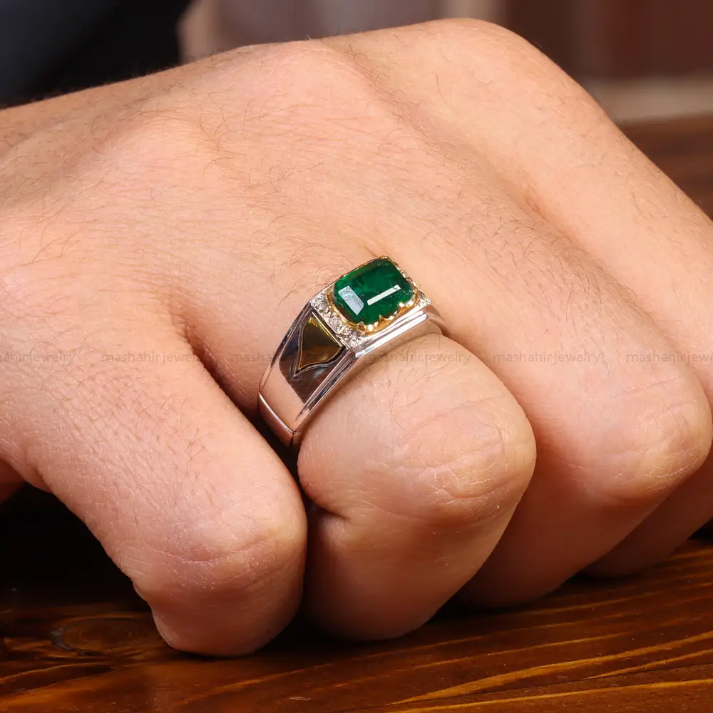 انگشتر زمرد مردانه کد 19255