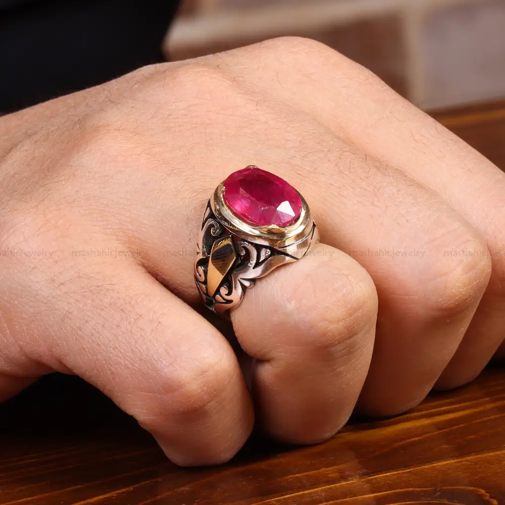 انگشتر یاقوت سرخ مردانه کد 19313