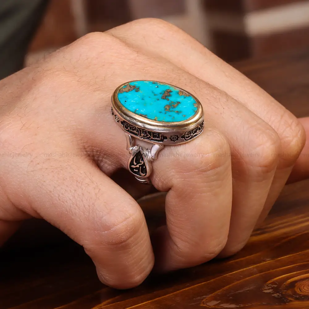 انگشتر فیروزه شجری مردانه کد 19357