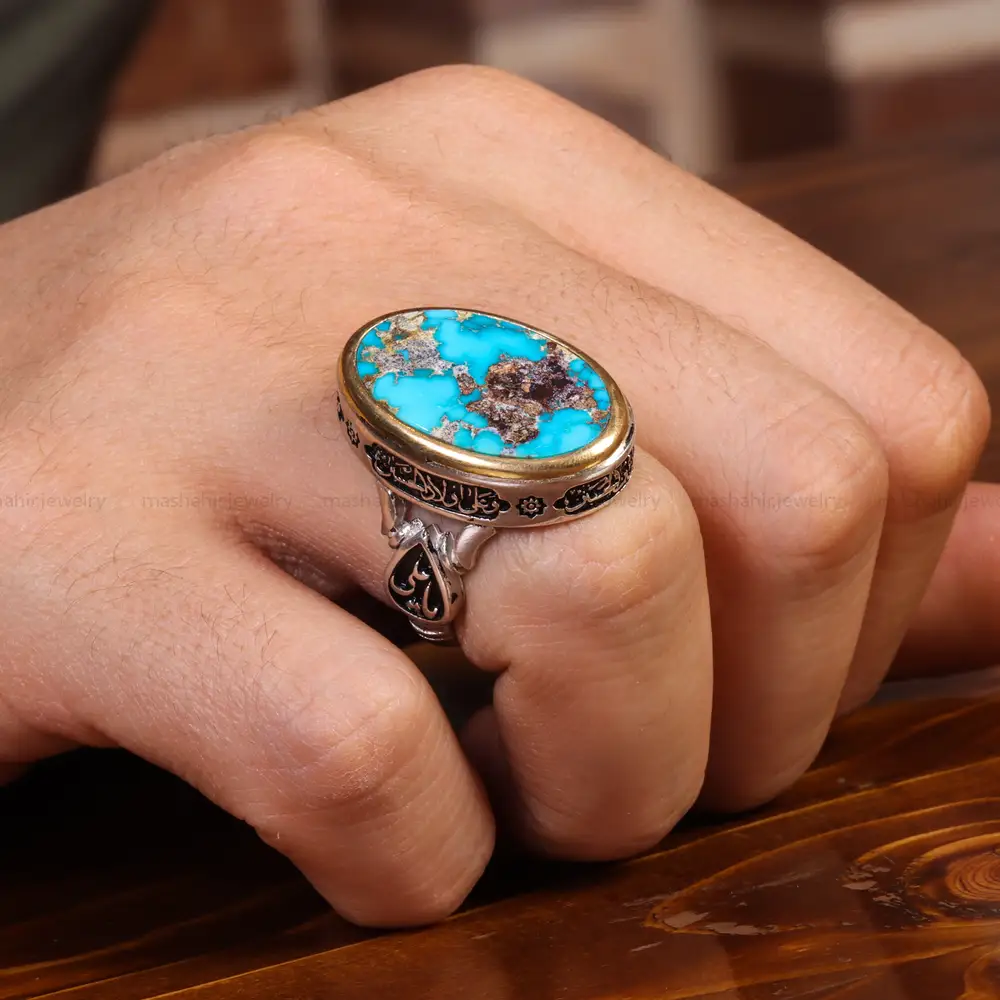 انگشتر فیروزه شجری مردانه کد 19362