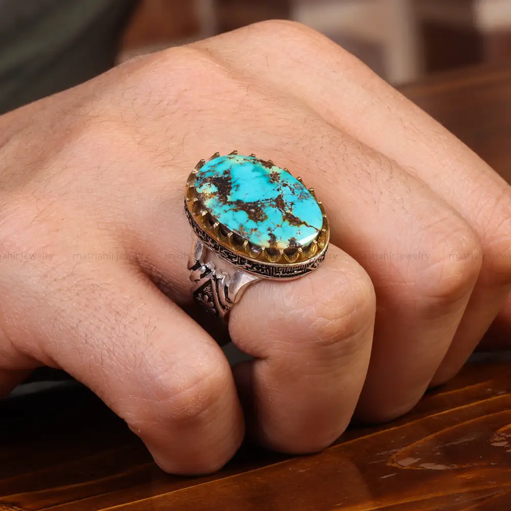 انگشتر فیروزه شجری مردانه کد 19366