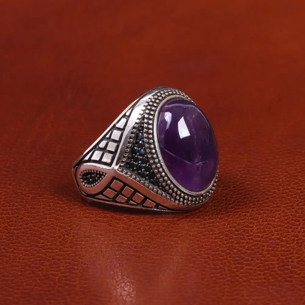 انگشتر آمیتیست مردانه کد 19375