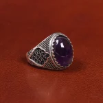 انگشتر آمیتیست مردانه کد 19376