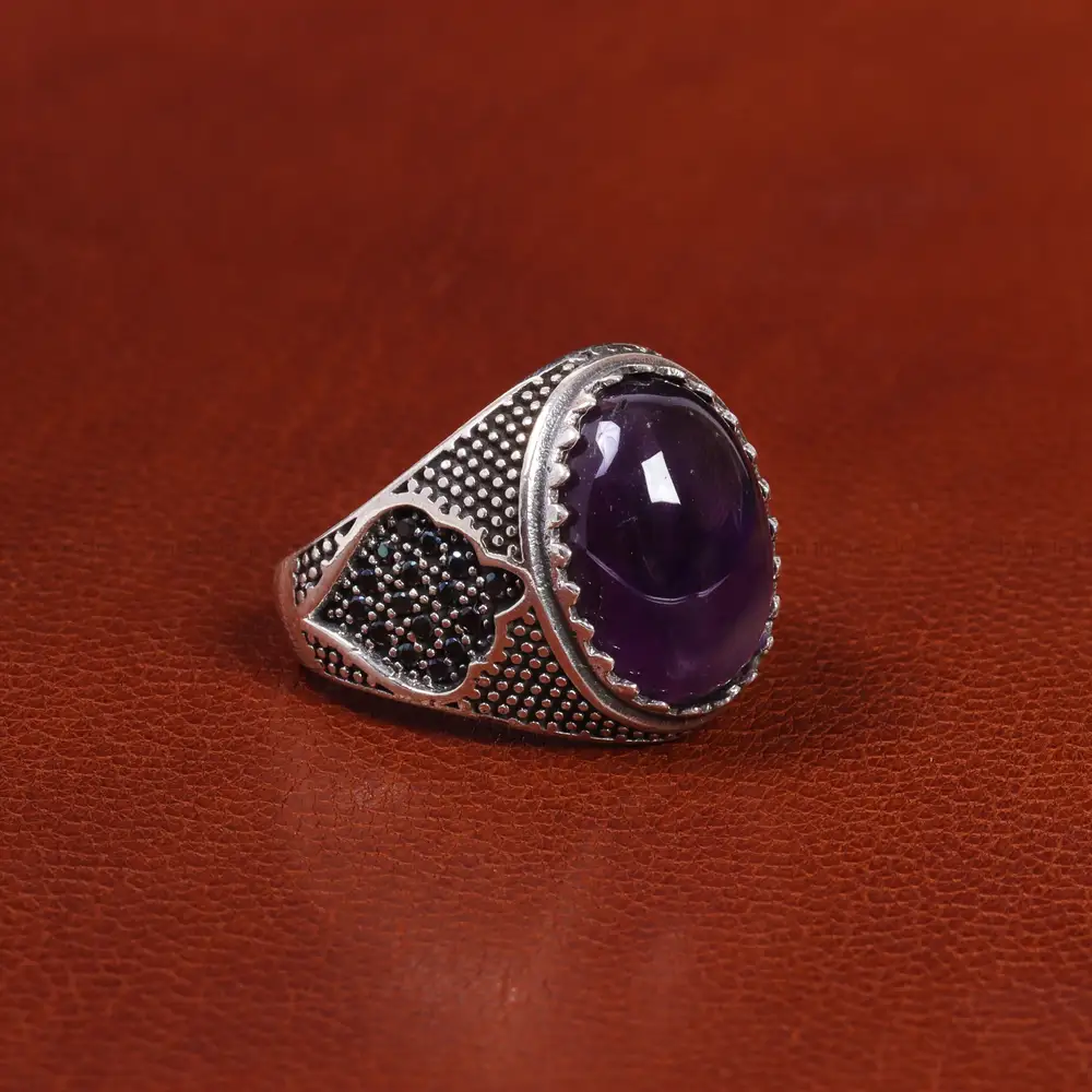 انگشتر آمیتیست مردانه کد 19376